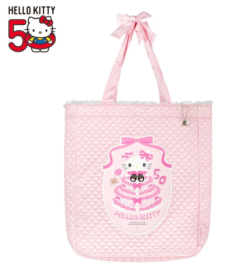 50Th Anniversary Sanrio Hello Kitty Tote Bag Pink Quilt Series Shobido Limited from Japan