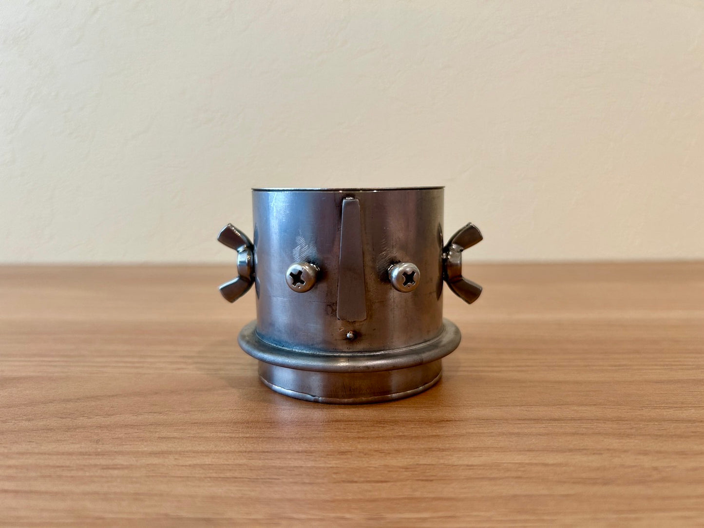 Unretrievable piggy-bank made of stainless steel handmade by craftman Japan